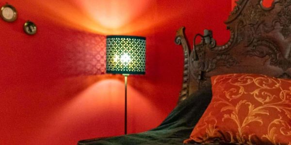 Red Lounge has an old Portuguese Mahogany bed in Dom Joao V-style.