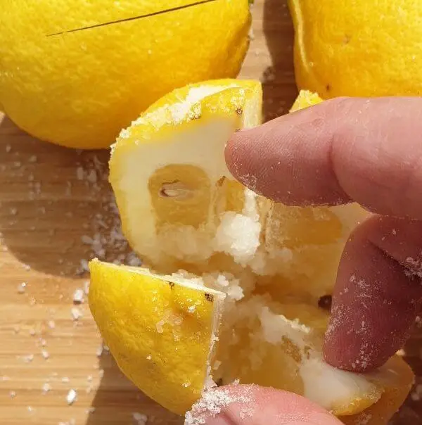 At Tings Lisbon we preserve the lemons from the garden - here is the recipe. Rub the lemons with sea salt