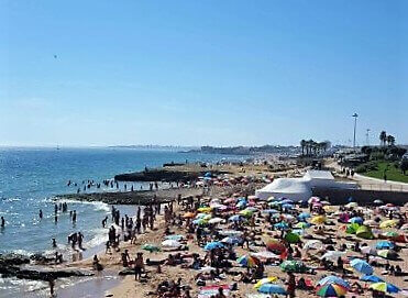The popular Carcavelos is too crowded. Especially during the high season. And the water is not always nice due to its proximity to Tejo River. 