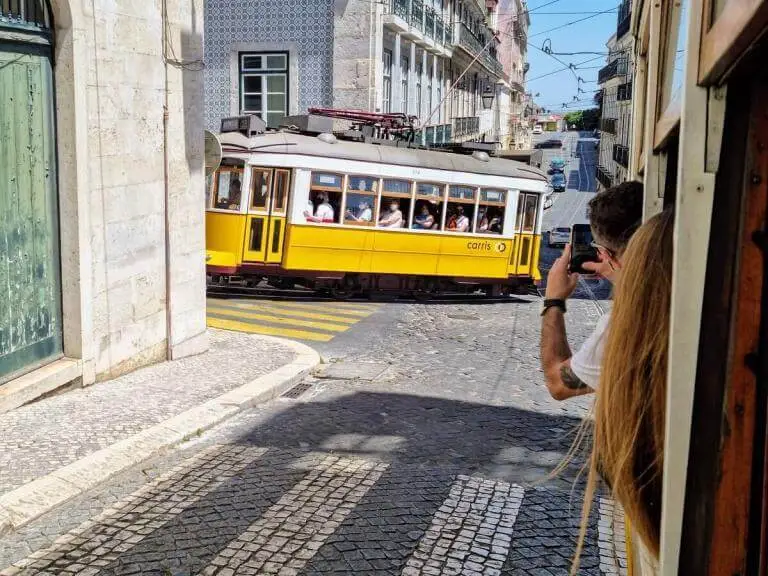 Tingstrup on Tram 28 through Lisbon is