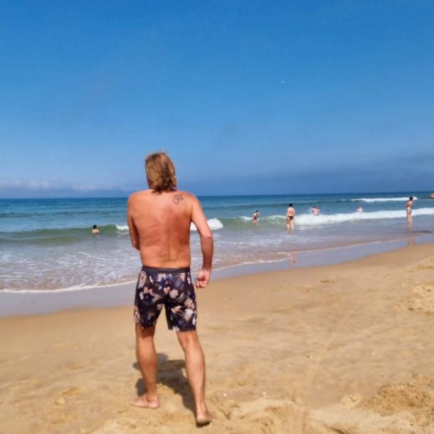 A day at the beach - Thomas first swim