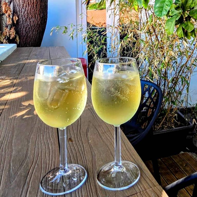 tw glasses of home made limoncello
